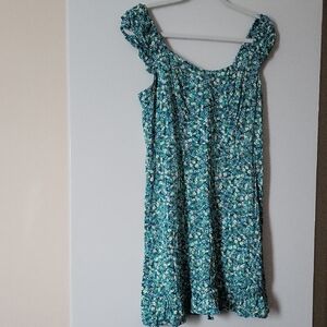 Old Navy Blue and Green Floral Dress